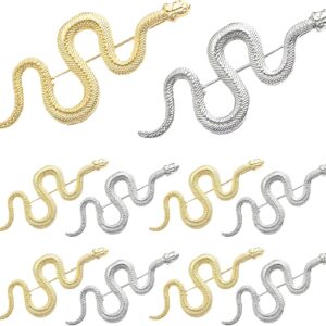 10-Piece Cute Snake Lapel Pins - Alloy Brooch Set