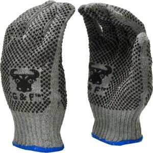 G & F Cotton Work Gloves, Medium, PVC Grip, 12 Pairs