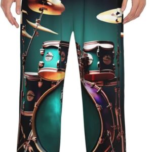 Drum Set Print Men's Sleep Pants with Pockets