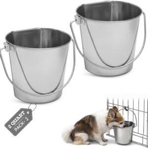 Stainless Steel Hanging Feeder Bucket 2 Qt - 2 Pack