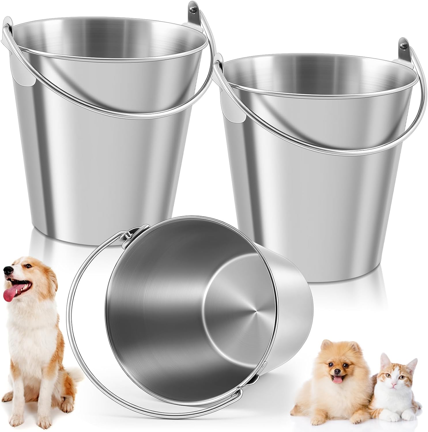 Honeydak Stainless Steel Buckets, 2-Pack 1 Qt