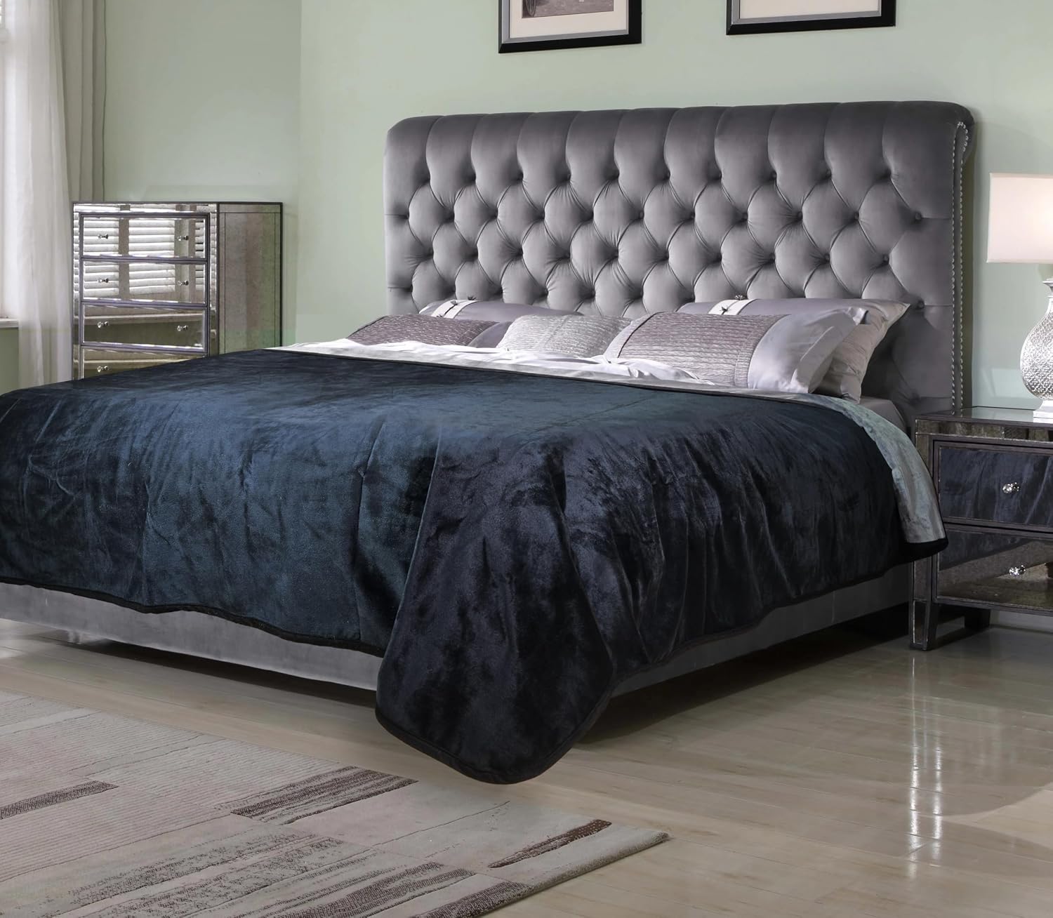 WESBRAD Waterproof Reversible Blanket, 80x60" Black/Grey