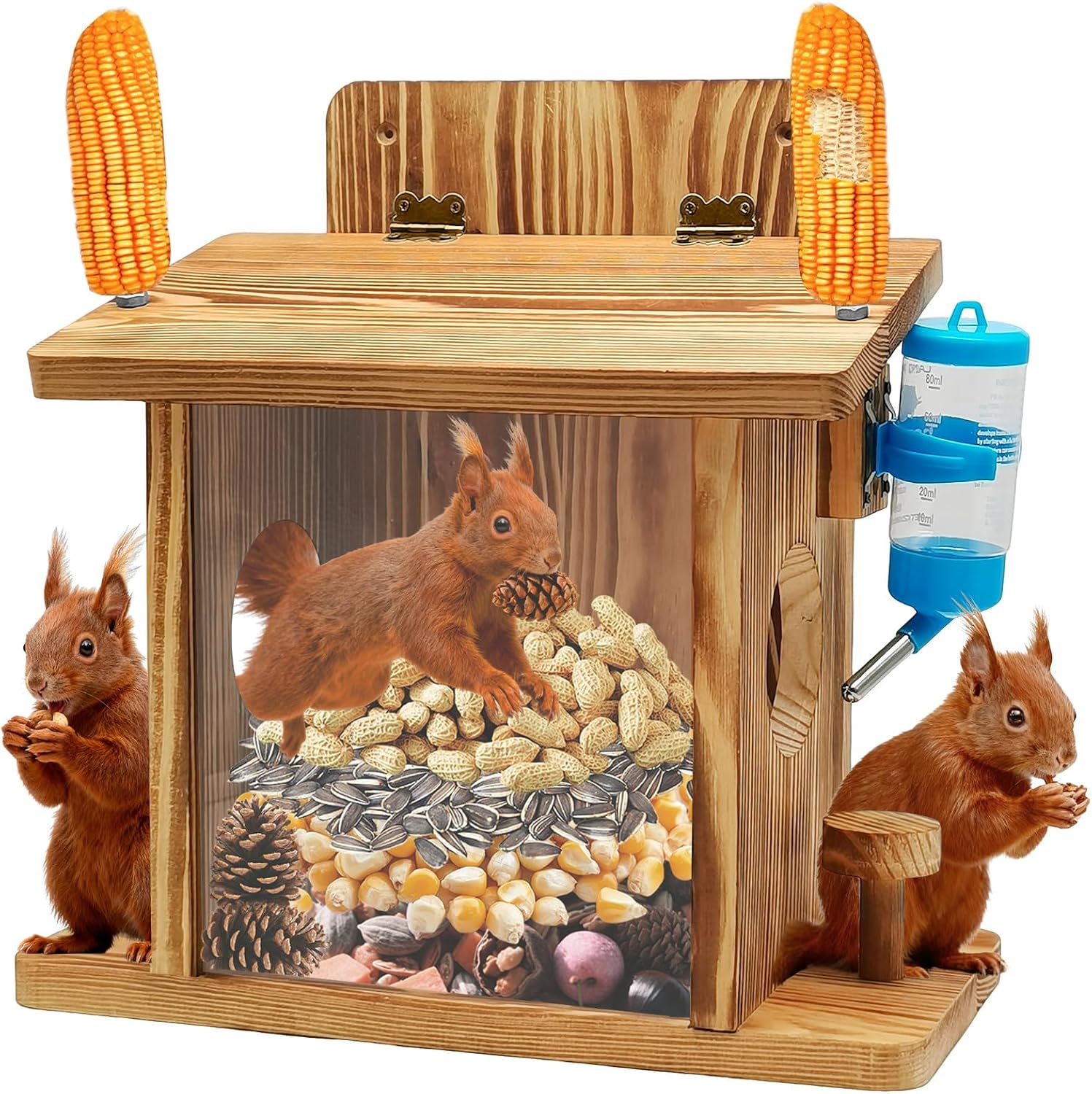 Yaovia XL Squirrel Feeder & Waterer - Wooden Wildlife Feeder