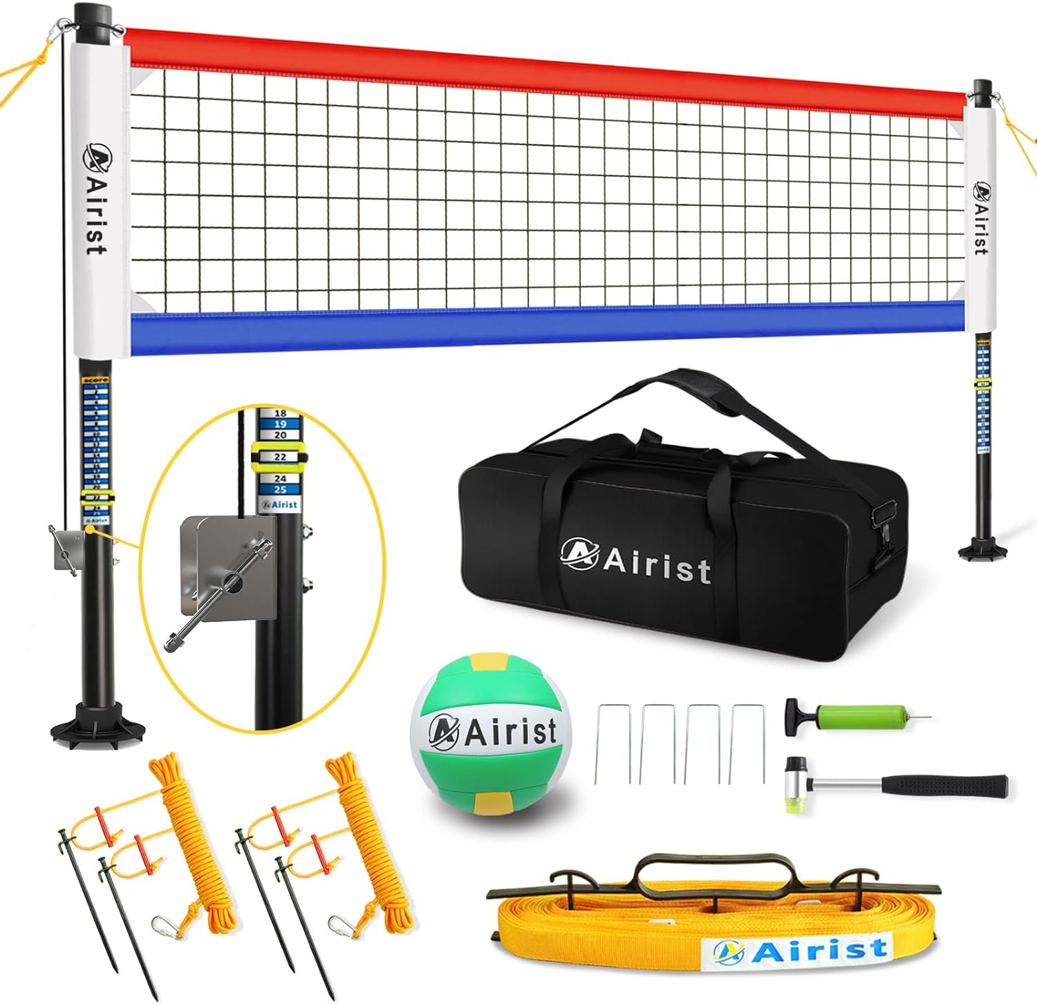 Airist Heavy Duty Volleyball Net Set with Steel Poles