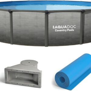 AquaDoc Coventry 18' Round Steel Pool Kit Pewter Gray