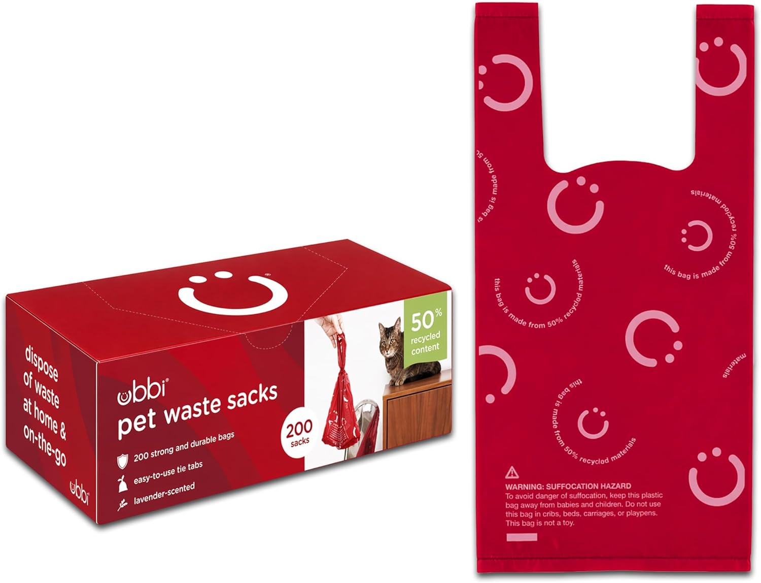 Ubbi Pet Waste Sacks, Lavender, 200 Count