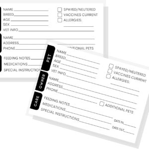 Boutique Marketing LLC Kennel Care Cards - 30 Pack