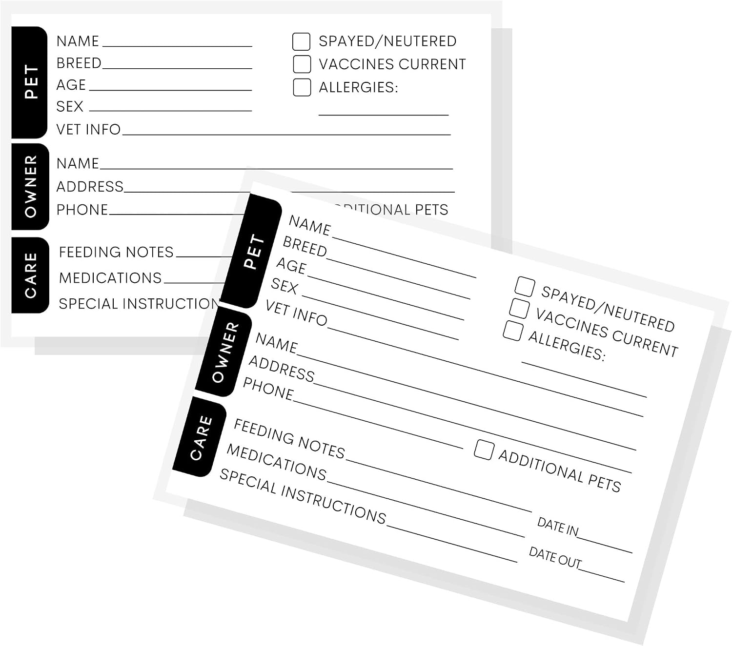 Boutique Marketing LLC Kennel Care Cards - 30 Pack