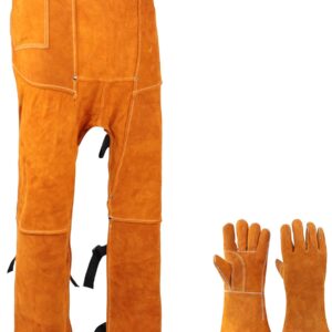 Heavy-Duty Leather Welding Chaps & Gloves Set