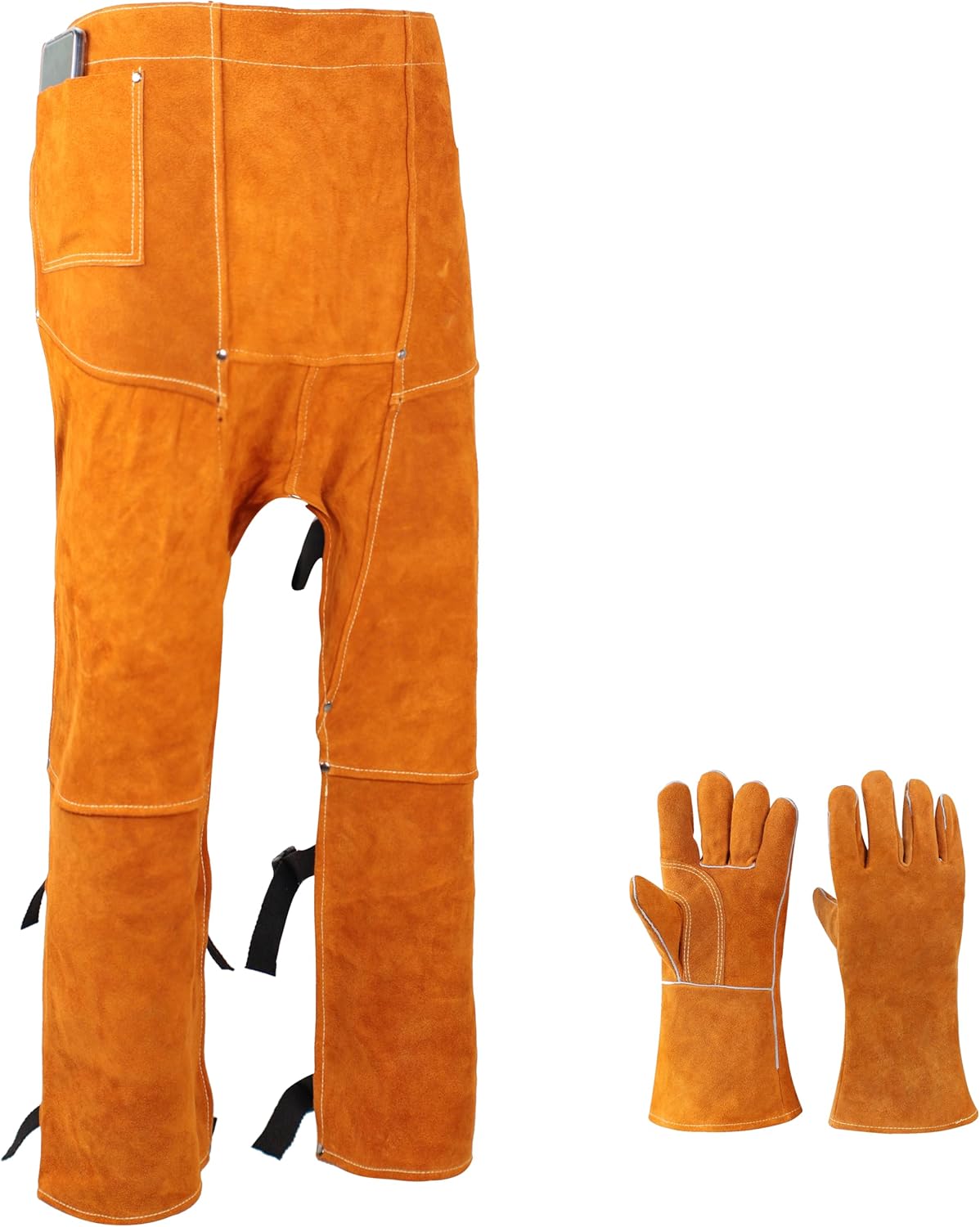 Heavy-Duty Leather Welding Chaps & Gloves Set