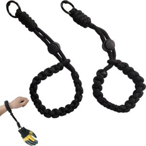 2 Black Adjustable Glove Straps for Skiing & Outdoor Use