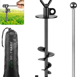 SELEWARE Dog Tie Out Stake 360° Swivel Anchor - 15" Heavy Duty Outdoor Stake
