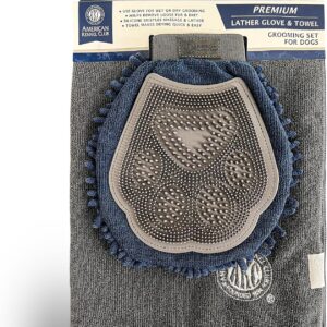 AKC 2-in-1 Dog Grooming Glove & Towel Set