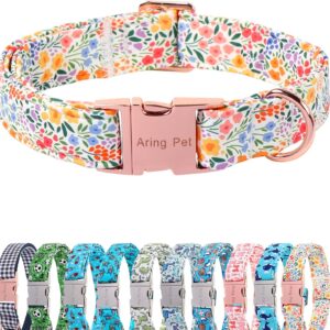 ARING PET Floral Dog Collar - S Size 10.8-16.1" - Heavy Duty