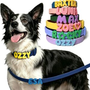 Custom Navy Blue Silicone Dog Collar – Personalized Pet Collar