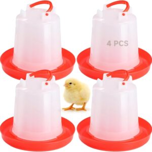 4 Pcs Chick Waterers, 2.5L Poultry Feeders, Heavy-Duty