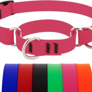 LupinePet Neon Pink Martingale Dog Collar, 3/4"