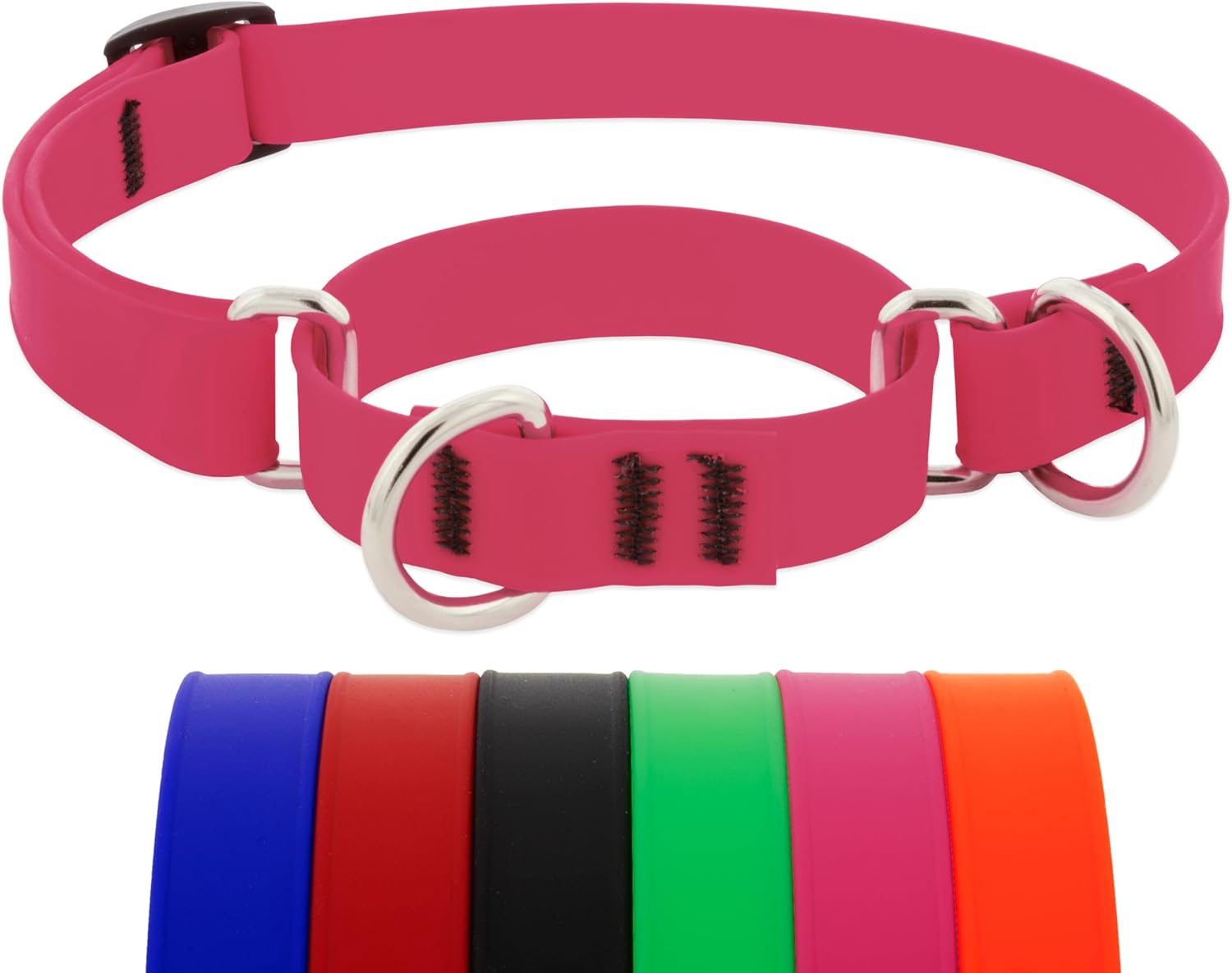 LupinePet Neon Pink Martingale Dog Collar, 3/4"