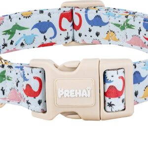 PREHAI Light Blue Dinosaur Dog Collar - Fun Summer Style