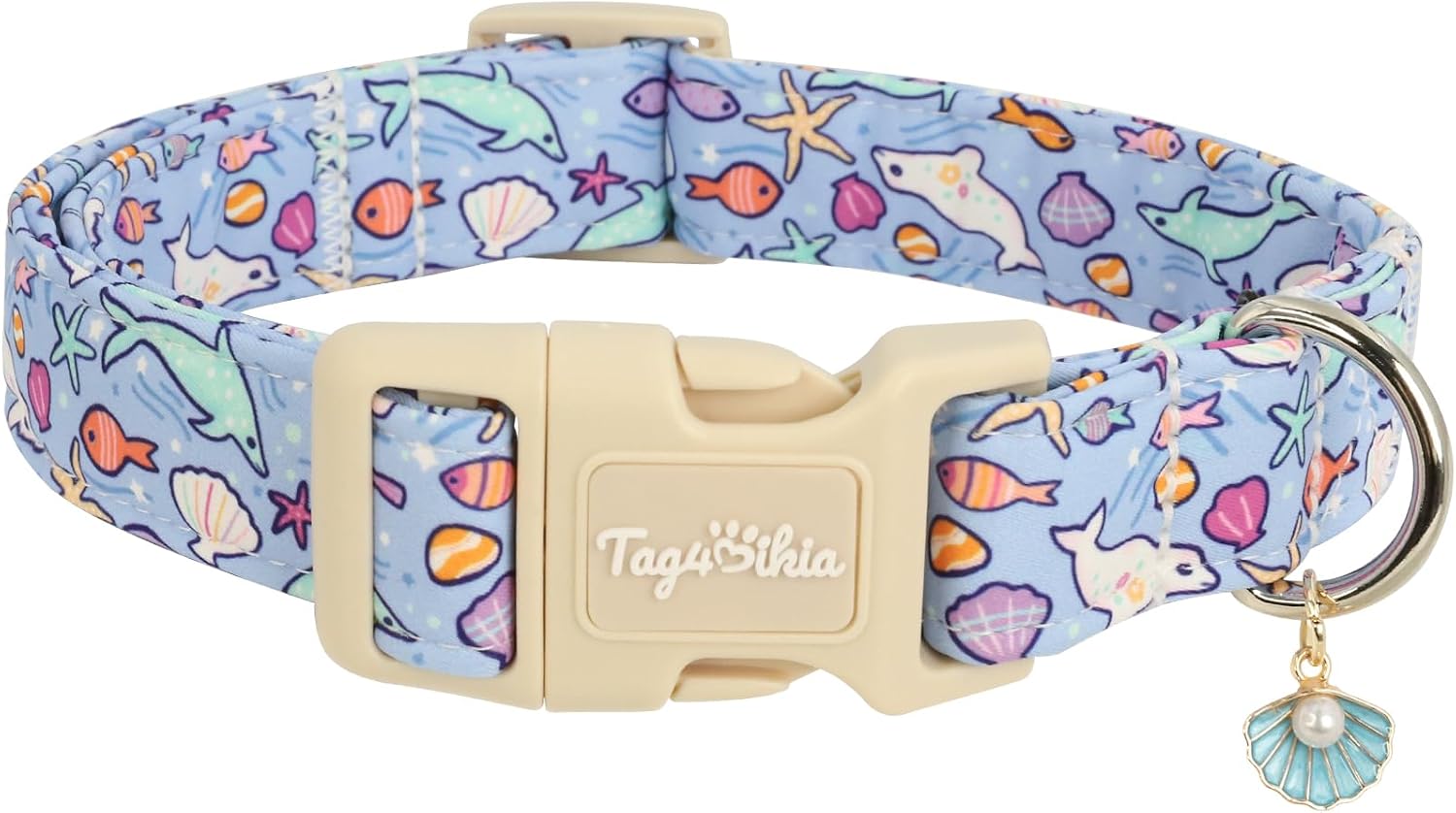 Ocean-Themed Cotton Dog Collar for Small Dogs
