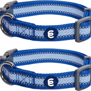 2-Pack Reflective Dog Collars, Navy Blue, Small
