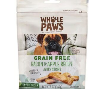 Whole Paws Grain-Free Bacon & Apple Jerky Dog Treats, 5 oz