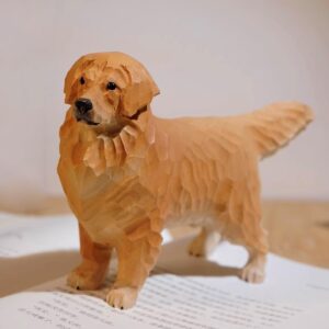 Golden Retriever Wooden Statue, 4.3" Dog Gift for Her & Him