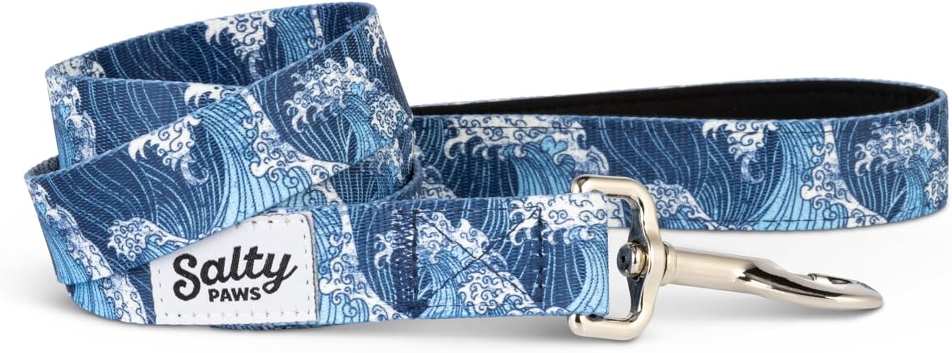 Salty Paws Blue Wave Ocean Dog Leash, 6 ft