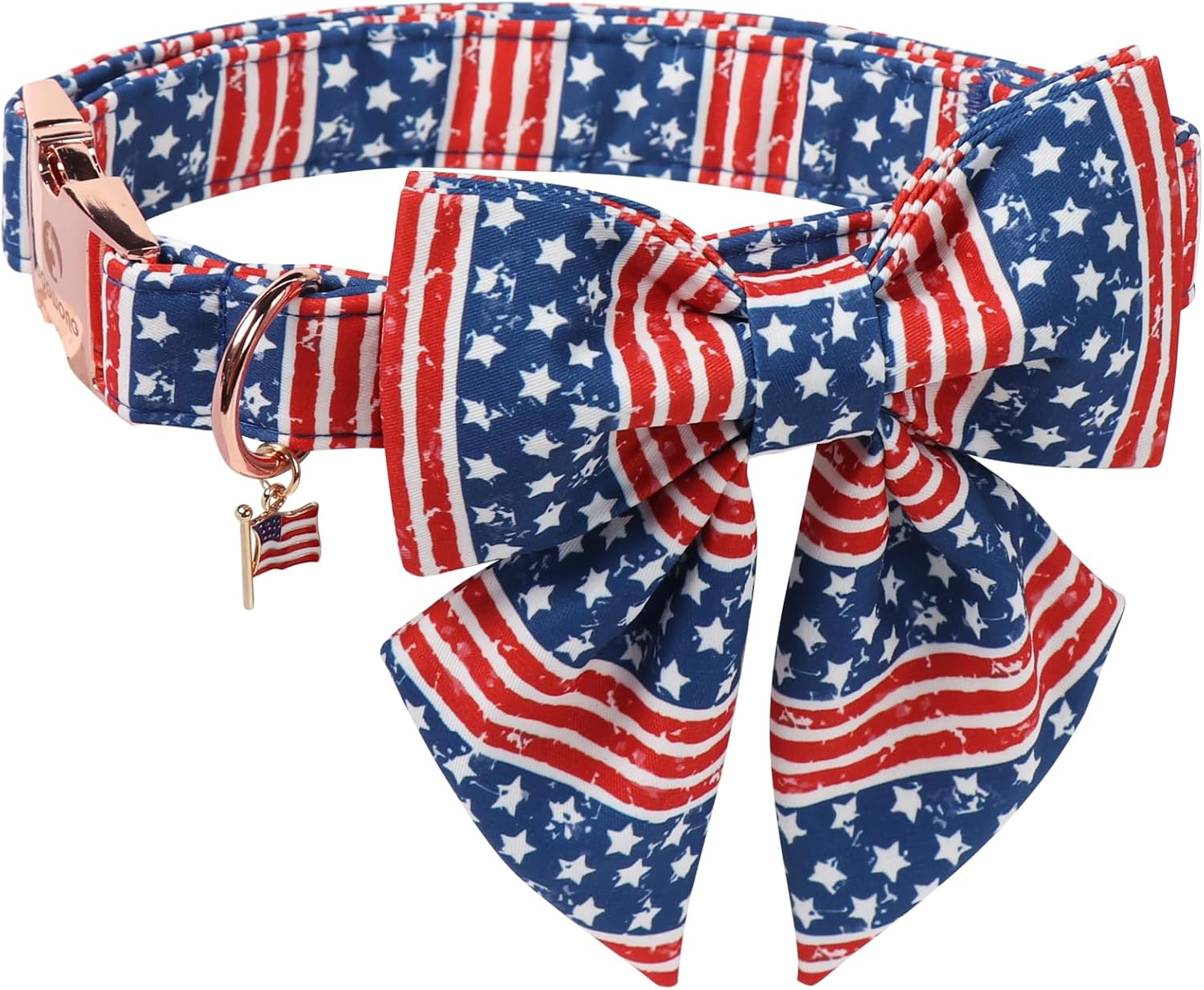 DOGWONG 4th of July Dog Collar & Bowtie - Patriotic Style