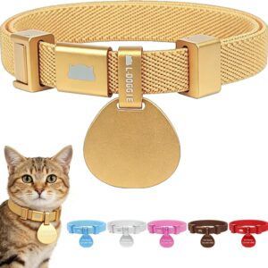Custom Cat Collar w/ Engraved ID Tag - Champagne Gold