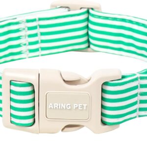 ARING PET Stripe Dog Collar, Teal Stripe with Bow Charm