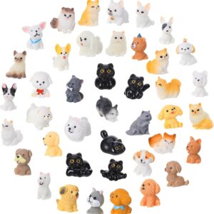 41 Mini Dog & Cat Figurines - Hand Painted Resin Decor