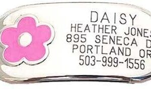 LuckyPet Pink Flower Pet ID Tag - Medium