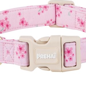 PREHAI Pink Floral Dog Collar - Soft & Adjustable