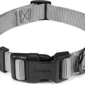 Premium 5/8" Nylon Dog Collar, Adjustable, Ultimate Grey