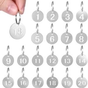 QfwdfcTrenz 20-Pack Stainless Steel Numbered Key Tags